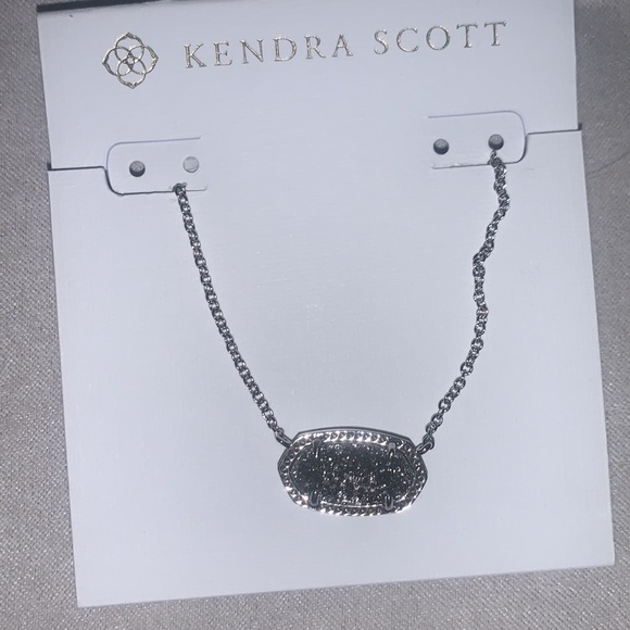 Kendra Scott Elisa Pendant Necklace in in Platinum Drusy - Picture 1 of 5